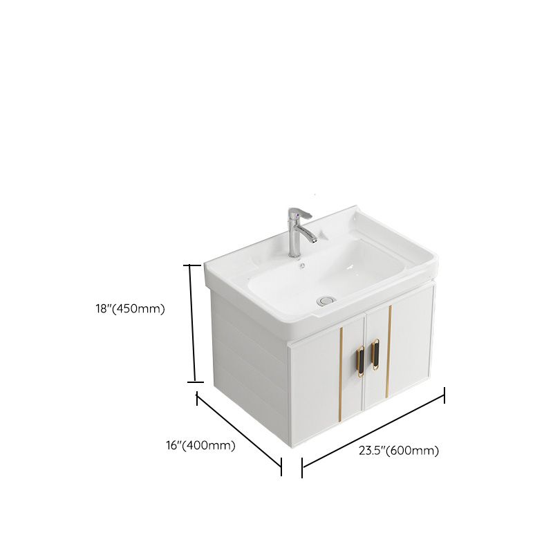 Vanity Sink White Wall Mounted Drawers Doors Faucet Ceramic Sink Vanity with Mirror Clearhalo 'Bathroom Remodel & Bathroom Fixtures' 'Bathroom Vanities' 'bathroom_vanities' 'Home Improvement' 'home_improvement' 'home_improvement_bathroom_vanities' 1200x1200_04d8c656-5247-4e04-84ff-bd02b23005fc