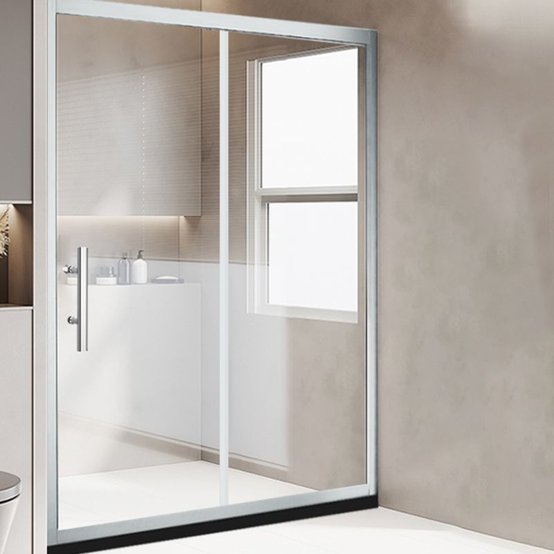 One-shaped Sliding Shower Bath Door Transparent Tempered Glass Shower Door Clearhalo 'Bathroom Remodel & Bathroom Fixtures' 'Home Improvement' 'home_improvement' 'home_improvement_shower_tub_doors' 'Shower and Tub Doors' 'shower_tub_doors' 'Showers & Bathtubs' 1200x1200_04e19ef1-c861-40a8-a565-3c934defa990