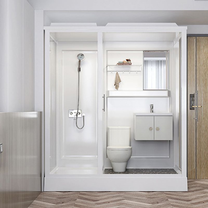 Single Sliding Shower Stall 91" H Framed Rectangle Shower Stall with White Base Clearhalo 'Bathroom Remodel & Bathroom Fixtures' 'Home Improvement' 'home_improvement' 'home_improvement_shower_stalls_enclosures' 'Shower Stalls & Enclosures' 'shower_stalls_enclosures' 'Showers & Bathtubs' 1200x1200_04ee5c6c-f068-4b3f-a83e-e2dc34a04e59