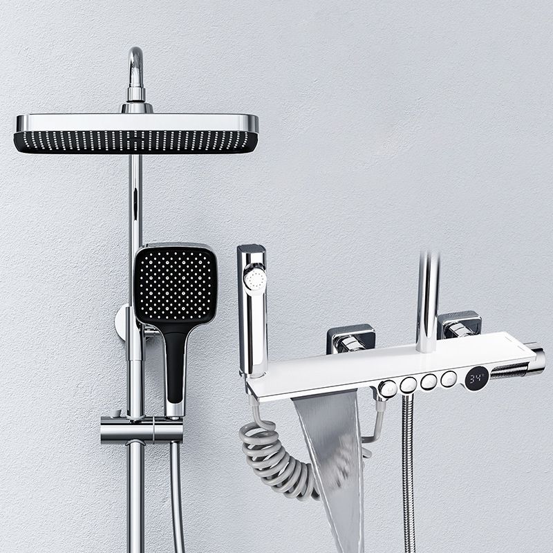 Rectangle Shower Combo Digital Display Adjustable Spray Pattern Wall Mount Shower System Clearhalo 'Bathroom Remodel & Bathroom Fixtures' 'Home Improvement' 'home_improvement' 'home_improvement_shower_faucets' 'Shower Faucets & Systems' 'shower_faucets' 'Showers & Bathtubs Plumbing' 'Showers & Bathtubs' 1200x1200_04f7faf4-5415-415c-8ce0-80b3ff0c55de