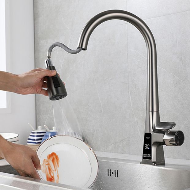 Modern Style Kitchen Faucet Gooseneck Copper Knob Handle Kitchen Faucet Clearhalo 'Home Improvement' 'home_improvement' 'home_improvement_kitchen_faucets' 'Kitchen Faucets' 'Kitchen Remodel & Kitchen Fixtures' 'Kitchen Sinks & Faucet Components' 'kitchen_faucets' 1200x1200_04fa8adf-65f6-4f51-84af-8c67ba461bd1