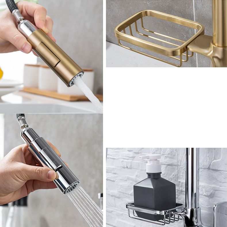 Pull Down Water Filler Single Handle Kitchen Faucet with Soap Basket Clearhalo 'Home Improvement' 'home_improvement' 'home_improvement_kitchen_faucets' 'Kitchen Faucets' 'Kitchen Remodel & Kitchen Fixtures' 'Kitchen Sinks & Faucet Components' 'kitchen_faucets' 1200x1200_05384d55-bd7e-42ca-8f01-52ac62e5c086