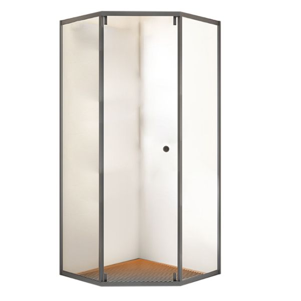 Neo-Angle Transparent Tempered Shower Enclosure Stainless Steel Frame Shower Stall Clearhalo 'Bathroom Remodel & Bathroom Fixtures' 'Home Improvement' 'home_improvement' 'home_improvement_shower_stalls_enclosures' 'Shower Stalls & Enclosures' 'shower_stalls_enclosures' 'Showers & Bathtubs' 1200x1200_055df307-311a-4b15-9383-70b824d54bef