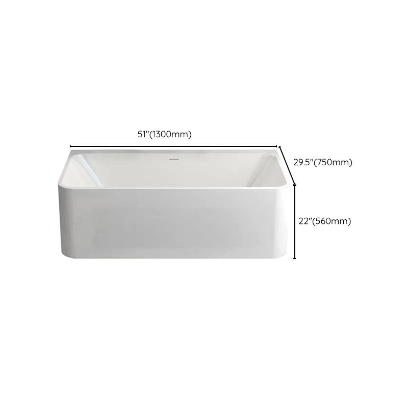 White Stone Rectangular Bath Tub Soaking Stand Alone Tub with Drain and Overflow Trim Clearhalo 'Bathroom Remodel & Bathroom Fixtures' 'Bathtubs' 'Home Improvement' 'home_improvement' 'home_improvement_bathtubs' 'Showers & Bathtubs' 1200x1200_056d2777-04bd-475d-af91-8d02f98662d1