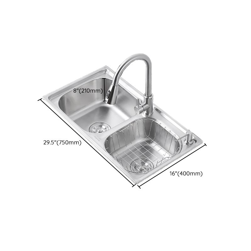 Dirt Resistant Kitchen Double Sink Stainless Steel Drop-In Kitchen Sink Clearhalo 'Home Improvement' 'home_improvement' 'home_improvement_kitchen_sinks' 'Kitchen Remodel & Kitchen Fixtures' 'Kitchen Sinks & Faucet Components' 'Kitchen Sinks' 'kitchen_sinks' 1200x1200_058e47fa-2489-449d-b873-3290b1bebf64