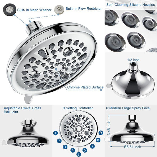 Contemporary Shower Combo Adjustable Shower Head Chrome Ceiling Mounted Round Shower Head Clearhalo 'Bathroom Remodel & Bathroom Fixtures' 'Home Improvement' 'home_improvement' 'home_improvement_shower_heads' 'Shower Heads' 'shower_heads' 'Showers & Bathtubs Plumbing' 'Showers & Bathtubs' 1200x1200_0592ec73-7d7b-4858-b9f7-7988868a9ed7