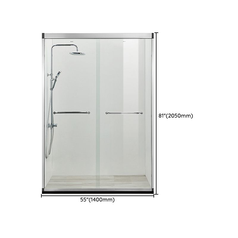 Black Double Sliding Shower Bath Door Semi-Frameless Tempered Shower Doors Clearhalo 'Bathroom Remodel & Bathroom Fixtures' 'Home Improvement' 'home_improvement' 'home_improvement_shower_tub_doors' 'Shower and Tub Doors' 'shower_tub_doors' 'Showers & Bathtubs' 1200x1200_05a4ca53-a1eb-4ba8-8dca-bf53e72c0469