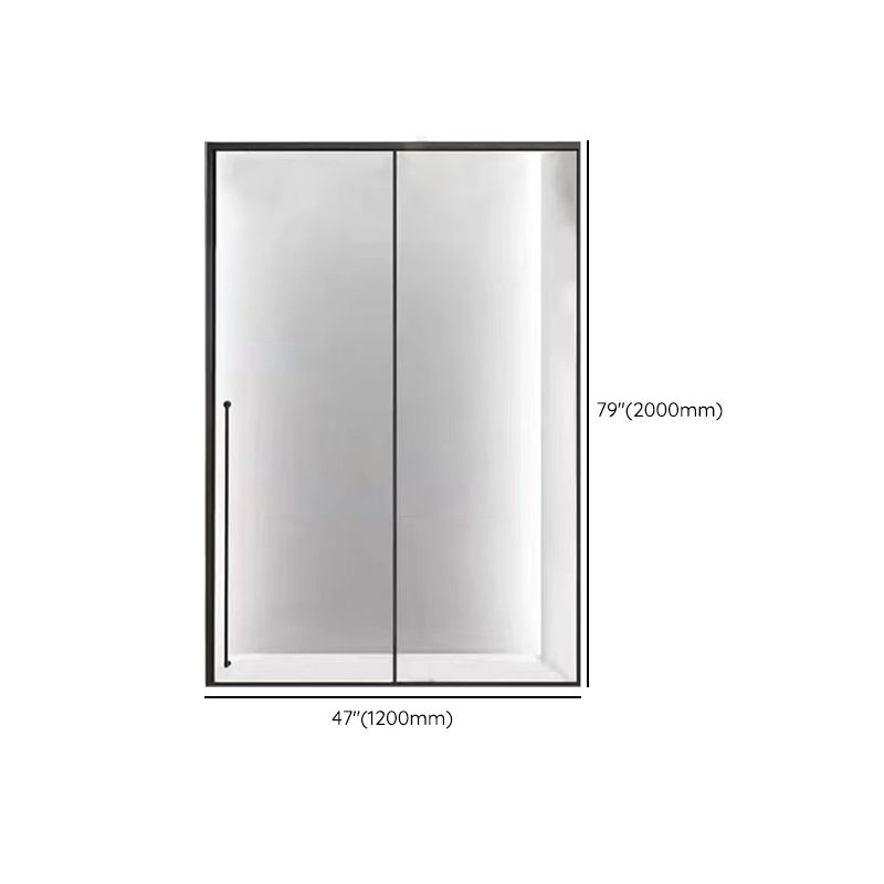 Tempered Glass Single Sliding Shower Bath Door Transparent Metal Framed Shower Door Clearhalo 'Bathroom Remodel & Bathroom Fixtures' 'Home Improvement' 'home_improvement' 'home_improvement_shower_tub_doors' 'Shower and Tub Doors' 'shower_tub_doors' 'Showers & Bathtubs' 1200x1200_05a6fa0d-756a-418c-bdc9-ad124c14a004