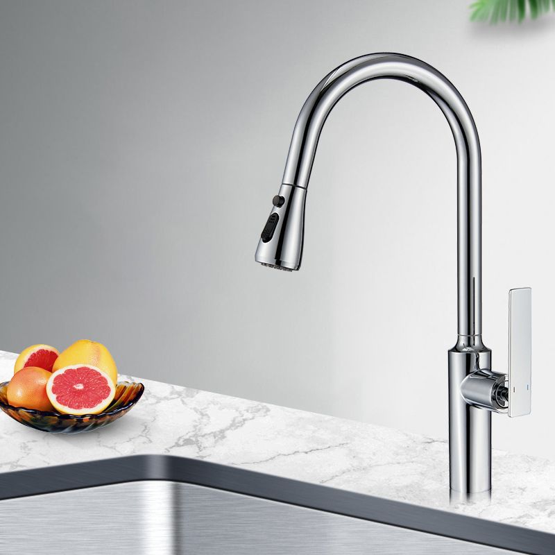 Modern Style Retractable Copper Kitchen Faucet Single Handle High Arc Kitchen Faucet Clearhalo 'Home Improvement' 'home_improvement' 'home_improvement_kitchen_faucets' 'Kitchen Faucets' 'Kitchen Remodel & Kitchen Fixtures' 'Kitchen Sinks & Faucet Components' 'kitchen_faucets' 1200x1200_05af5219-3ef5-43a8-8920-493a1631d455