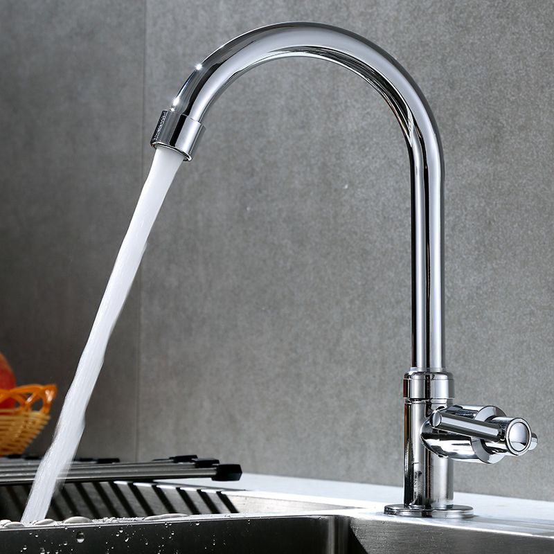 Contemporary Single Handle Faucet Standard Kitchen Faucet Pull down 1-Hold Water Filler Clearhalo 'Home Improvement' 'home_improvement' 'home_improvement_kitchen_faucets' 'Kitchen Faucets' 'Kitchen Remodel & Kitchen Fixtures' 'Kitchen Sinks & Faucet Components' 'kitchen_faucets' 1200x1200_05b017dd-ce74-4ef7-945d-ce26b1a75d45