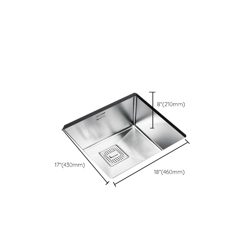 Rectangle Single Bowl Kitchen Sink Stainless Steel Sink with Drain Strainer Kit Clearhalo 'Home Improvement' 'home_improvement' 'home_improvement_kitchen_sinks' 'Kitchen Remodel & Kitchen Fixtures' 'Kitchen Sinks & Faucet Components' 'Kitchen Sinks' 'kitchen_sinks' 1200x1200_05bed0d1-7090-44a4-9a44-ca95b32c449a