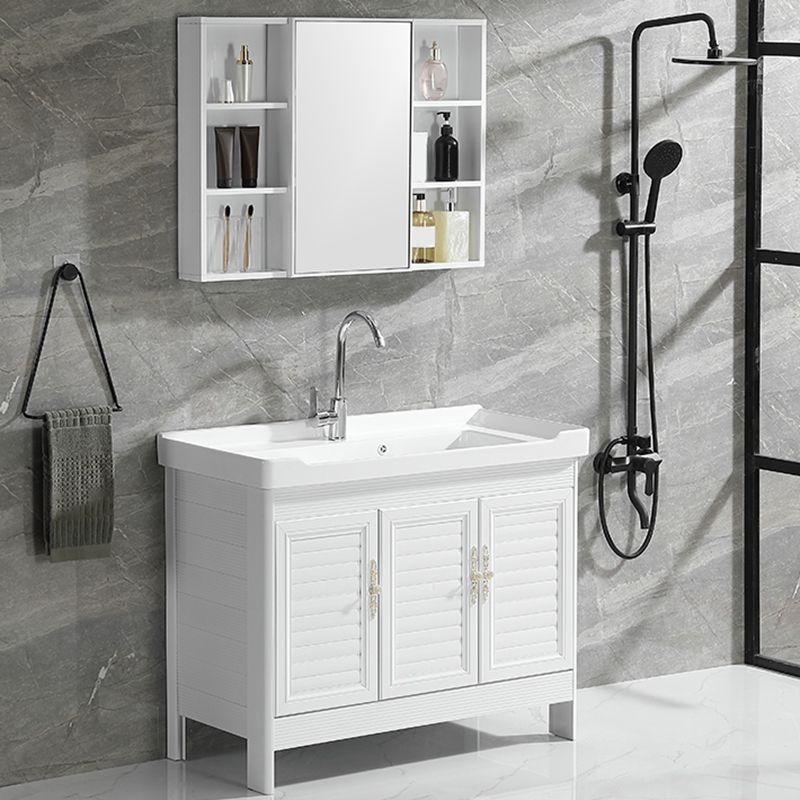 Metal Frame Vanity White Freestanding Rectangular Single Sink Glam Bath Vanity with Doors Clearhalo 'Bathroom Remodel & Bathroom Fixtures' 'Bathroom Vanities' 'bathroom_vanities' 'Home Improvement' 'home_improvement' 'home_improvement_bathroom_vanities' 1200x1200_05cc2f34-05bb-43a7-a3de-2e50bc552cfc