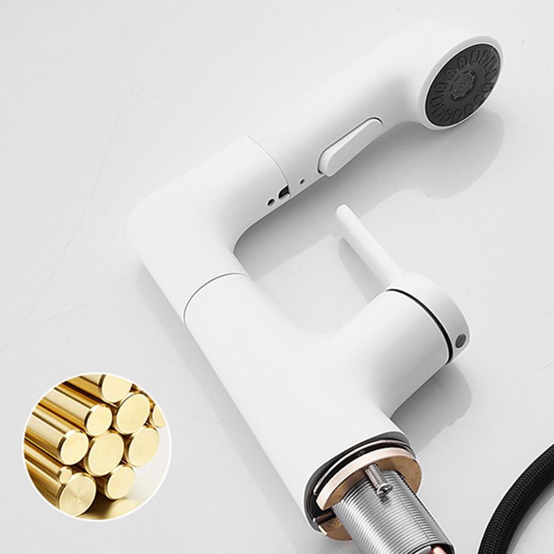 Contemporary Square Lavatory Faucet 1 Hole Bathroom Faucet with Swivel Spout Clearhalo 'Bathroom Remodel & Bathroom Fixtures' 'Bathroom Sink Faucets' 'Bathroom Sinks & Faucet Components' 'bathroom_sink_faucets' 'Home Improvement' 'home_improvement' 'home_improvement_bathroom_sink_faucets' 1200x1200_05eaf140-20c5-4f5e-9e87-a68d73146d72