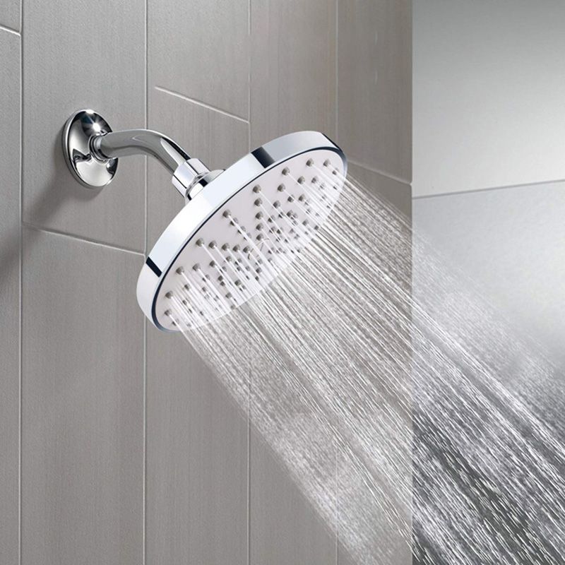 Round Fixed Shower Head Silver Single Spray Wall-Mount Shower Head Clearhalo 'Bathroom Remodel & Bathroom Fixtures' 'Home Improvement' 'home_improvement' 'home_improvement_shower_heads' 'Shower Heads' 'shower_heads' 'Showers & Bathtubs Plumbing' 'Showers & Bathtubs' 1200x1200_05eed651-e911-4282-9521-33786892c083