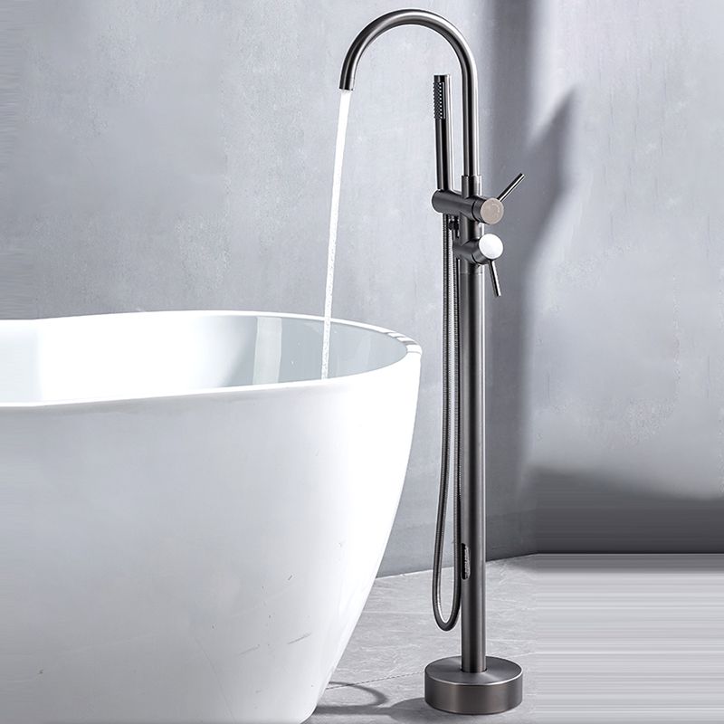Floor Mounted Metal Freestanding Tub Filler High Arc Freestanding Faucet with Hose Clearhalo 'Bathroom Remodel & Bathroom Fixtures' 'Bathtub Faucets' 'bathtub_faucets' 'Home Improvement' 'home_improvement' 'home_improvement_bathtub_faucets' 1200x1200_05efc8aa-006c-4253-a46e-4ef76fc537ed