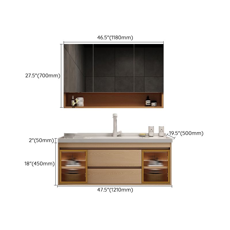 Wall Mount Vanity Mirror Single Sink Rectangle Door Wood Vanity with Drawers Clearhalo 'Bathroom Remodel & Bathroom Fixtures' 'Bathroom Vanities' 'bathroom_vanities' 'Home Improvement' 'home_improvement' 'home_improvement_bathroom_vanities' 1200x1200_05f1a110-6033-47f4-989d-3bedf84b6dd6