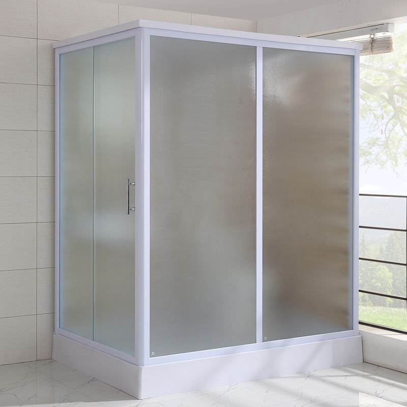 Rectangle Tempered Glass Shower Enclosure White Framed Shower Stall Clearhalo 'Bathroom Remodel & Bathroom Fixtures' 'Home Improvement' 'home_improvement' 'home_improvement_shower_stalls_enclosures' 'Shower Stalls & Enclosures' 'shower_stalls_enclosures' 'Showers & Bathtubs' 1200x1200_060736f9-22b5-4d8e-b2f2-fe0499ff7b0d