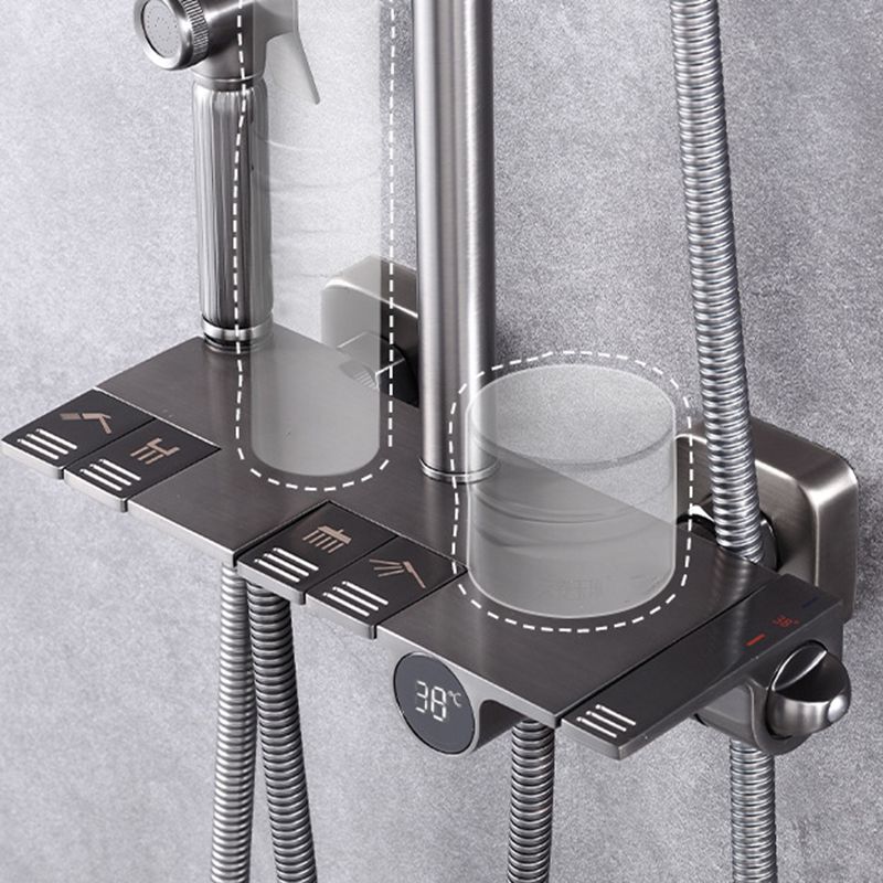 Contemporary Round and Square Shower System Wall Mounted Shower Set Clearhalo 'Bathroom Remodel & Bathroom Fixtures' 'Home Improvement' 'home_improvement' 'home_improvement_shower_faucets' 'Shower Faucets & Systems' 'shower_faucets' 'Showers & Bathtubs Plumbing' 'Showers & Bathtubs' 1200x1200_0614f60a-cabf-4e83-ba9e-7f31970ef340