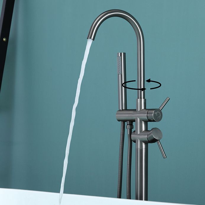 Floor Mounted Metal Freestanding Tub Filler Two Handles Freestanding Tub Filler Trim Clearhalo 'Bathroom Remodel & Bathroom Fixtures' 'Bathtub Faucets' 'bathtub_faucets' 'Home Improvement' 'home_improvement' 'home_improvement_bathtub_faucets' 1200x1200_061d654a-34ac-458c-a0ea-a8f8be5055d5