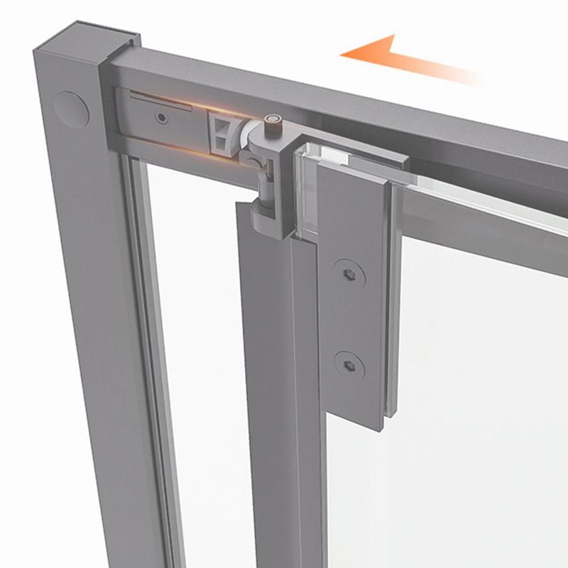 Framed Neo-Angle Shower Enclosure Single Sliding Shower Enclosure with Header Clearhalo 'Bathroom Remodel & Bathroom Fixtures' 'Home Improvement' 'home_improvement' 'home_improvement_shower_stalls_enclosures' 'Shower Stalls & Enclosures' 'shower_stalls_enclosures' 'Showers & Bathtubs' 1200x1200_06393837-ff5b-46e3-8d5e-bf9aff04b49e