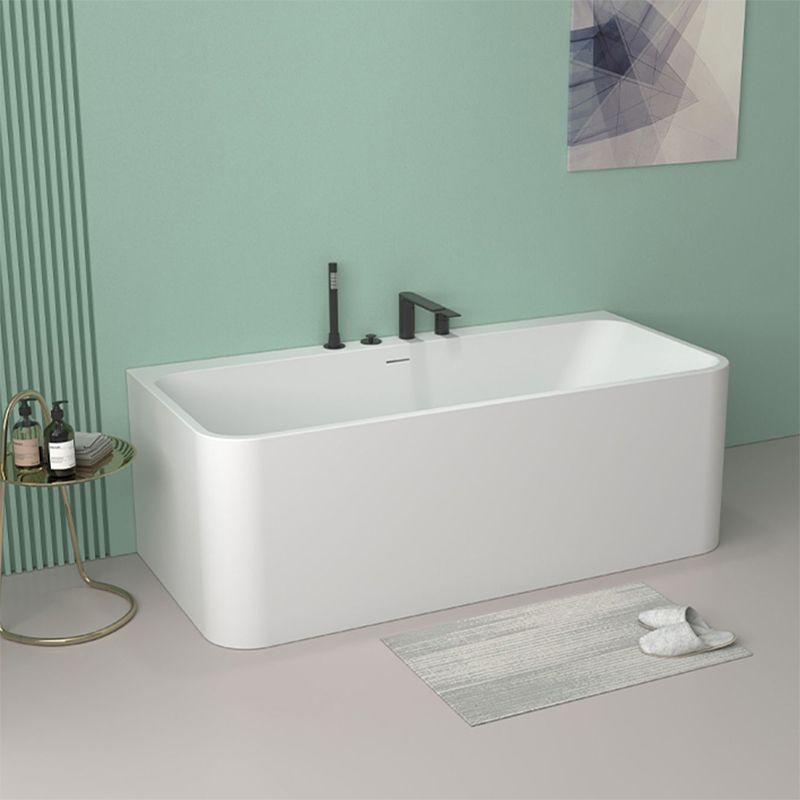 Modern Stone Rectangular Tub Soaking 22.05" Wide Bath with Overflow Trim Bath Clearhalo 'Bathroom Remodel & Bathroom Fixtures' 'Bathtubs' 'Home Improvement' 'home_improvement' 'home_improvement_bathtubs' 'Showers & Bathtubs' 1200x1200_064e470e-6485-4947-b6ac-f70557f22aaa