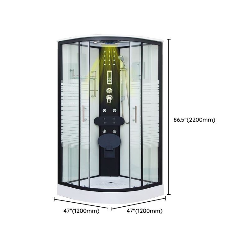 Framed Double Sliding Shower Kit Neo-Round Black Shower Stall Clearhalo 'Bathroom Remodel & Bathroom Fixtures' 'Home Improvement' 'home_improvement' 'home_improvement_shower_stalls_enclosures' 'Shower Stalls & Enclosures' 'shower_stalls_enclosures' 'Showers & Bathtubs' 1200x1200_066186f6-50d2-4270-b4e9-686dc950f8d4
