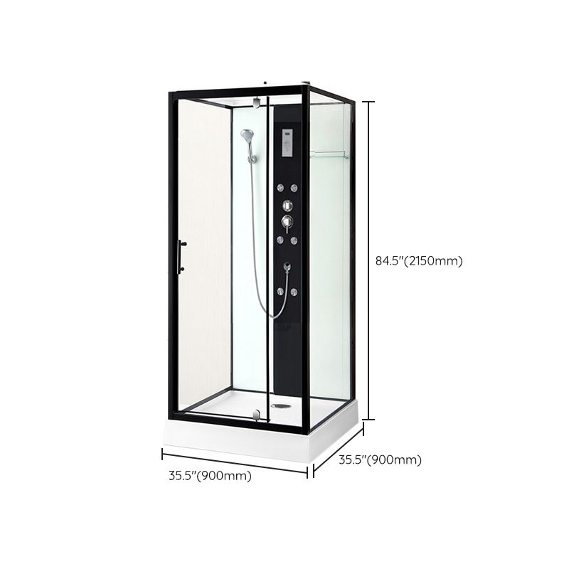 Modern Shower Stall Black Framed Shower Head Drainer Shower Stall Clearhalo 'Bathroom Remodel & Bathroom Fixtures' 'Home Improvement' 'home_improvement' 'home_improvement_shower_stalls_enclosures' 'Shower Stalls & Enclosures' 'shower_stalls_enclosures' 'Showers & Bathtubs' 1200x1200_066493df-d842-4210-82d1-562a9a8894dd