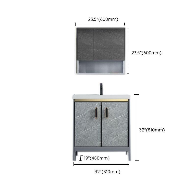 Freestanding Aluminium Bathroom Sink Vanity Gray with Faucet Bathroom Vanity Cabinet Clearhalo 'Bathroom Remodel & Bathroom Fixtures' 'Bathroom Vanities' 'bathroom_vanities' 'Home Improvement' 'home_improvement' 'home_improvement_bathroom_vanities' 1200x1200_066a5b34-cff4-462d-a6ae-0d691b4616f6