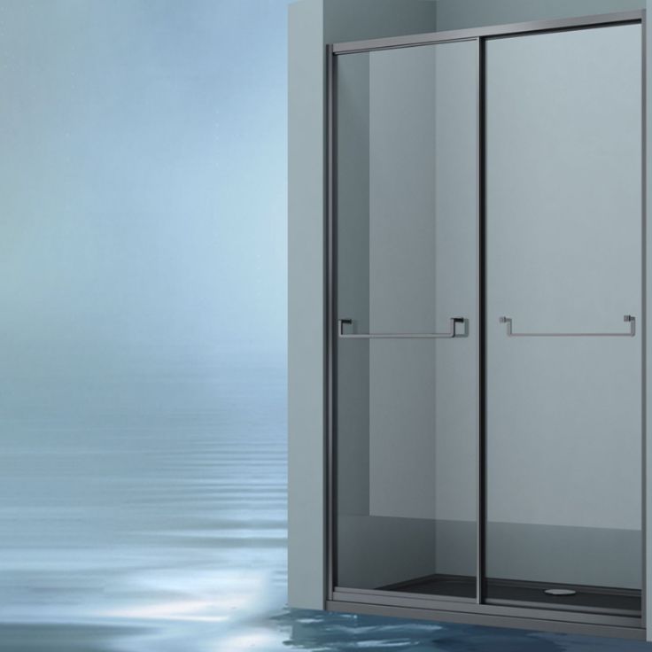 Full Frame Double Sliding Shower Door Tempered Glass Shower Door Clearhalo 'Bathroom Remodel & Bathroom Fixtures' 'Home Improvement' 'home_improvement' 'home_improvement_shower_tub_doors' 'Shower and Tub Doors' 'shower_tub_doors' 'Showers & Bathtubs' 1200x1200_0684903a-94e6-43b9-b80e-755eacc9d82c