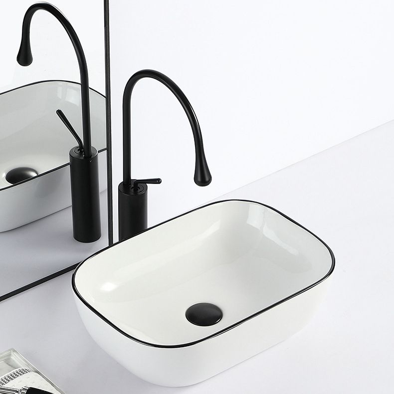 Contemporary Bathroom Sink with Pop-Up Drain Porcelain Rectangular Vessel Clearhalo 'Bathroom Remodel & Bathroom Fixtures' 'Bathroom Sinks & Faucet Components' 'Bathroom Sinks' 'bathroom_sink' 'Home Improvement' 'home_improvement' 'home_improvement_bathroom_sink' 1200x1200_06c741cd-4b98-4103-9c4c-4bfb27a05e30