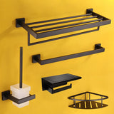Contemporary Black Bathroom Accessory Kit in Metal with Towel Ring Clearhalo 'Bathroom Hardware Sets' 'Bathroom Hardware' 'Bathroom Remodel & Bathroom Fixtures' 'bathroom_hardware_sets' 'Home Improvement' 'home_improvement' 'home_improvement_bathroom_hardware_sets' 1200x1200_06c8743b-3247-400a-8cd6-db0431edc132
