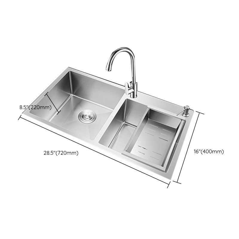 Rectangle Stainless Steel Kitchen Sink with Drain Assembly Contemporary Sink Clearhalo 'Home Improvement' 'home_improvement' 'home_improvement_kitchen_sinks' 'Kitchen Remodel & Kitchen Fixtures' 'Kitchen Sinks & Faucet Components' 'Kitchen Sinks' 'kitchen_sinks' 1200x1200_06d912d1-74ef-4051-8b17-894e94fa2247