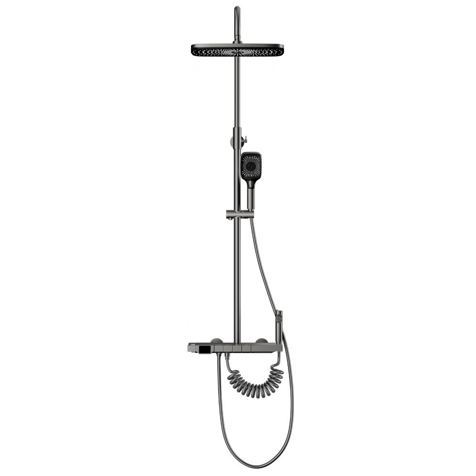 Wall Mounted Modern Square Metal Shower Brass Shower Head Shower Faucet in Gray Clearhalo 'Bathroom Remodel & Bathroom Fixtures' 'Home Improvement' 'home_improvement' 'home_improvement_shower_faucets' 'Shower Faucets & Systems' 'shower_faucets' 'Showers & Bathtubs Plumbing' 'Showers & Bathtubs' 1200x1200_06f7d0fd-144a-4634-8a57-15f3a0186565