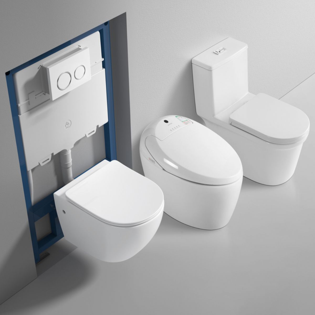 Modern White Flush Toilet Wall Hung One-Piece Toilet with Slow Close Seat Clearhalo 'Bathroom Remodel & Bathroom Fixtures' 'Home Improvement' 'home_improvement' 'home_improvement_toilets' 'Toilets & Bidets' 'Toilets' 1200x1200_070629a9-f5a3-435b-9b4f-e8b5d9334775