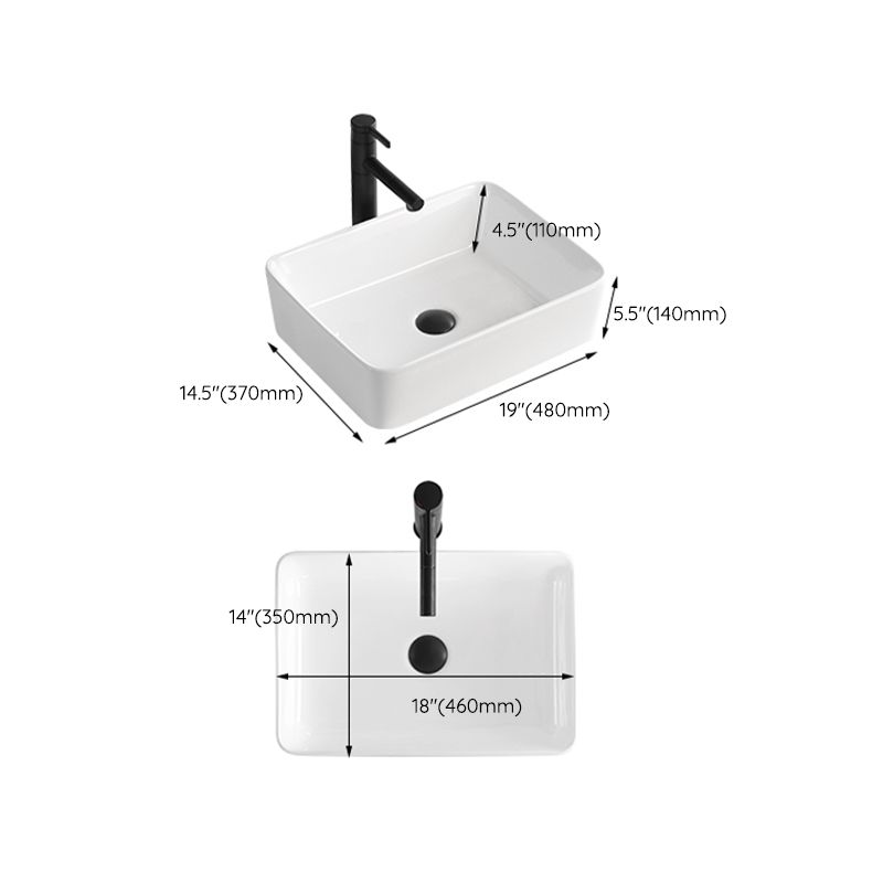 Contemporary Bathroom Sink Porcelain Solid Color Rectangular Vessel Bathroom Sink Clearhalo 'Bathroom Remodel & Bathroom Fixtures' 'Bathroom Sinks & Faucet Components' 'Bathroom Sinks' 'bathroom_sink' 'Home Improvement' 'home_improvement' 'home_improvement_bathroom_sink' 1200x1200_0710b745-a095-43ae-9b24-fa8b28ffa7c3