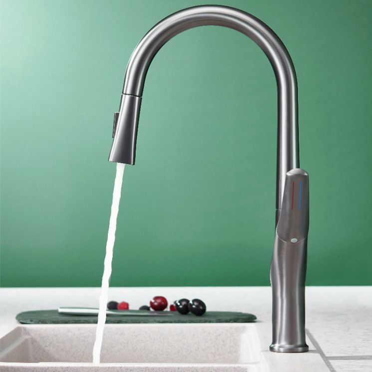 Modern Kitchen Sink Faucet Brass Pulldown Sprayer Single Handle High Arch Pot Filler Clearhalo 'Home Improvement' 'home_improvement' 'home_improvement_kitchen_faucets' 'Kitchen Faucets' 'Kitchen Remodel & Kitchen Fixtures' 'Kitchen Sinks & Faucet Components' 'kitchen_faucets' 1200x1200_0729436c-f620-4150-af73-f044b05c0669