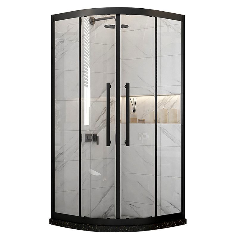 Modern Shower Stall Tempered Glass Double Sliding Neo-Round with Door Handles Shower Kit Clearhalo 'Bathroom Remodel & Bathroom Fixtures' 'Home Improvement' 'home_improvement' 'home_improvement_shower_stalls_enclosures' 'Shower Stalls & Enclosures' 'shower_stalls_enclosures' 'Showers & Bathtubs' 1200x1200_07411c53-71cf-4860-ab2f-c4e930c932f7