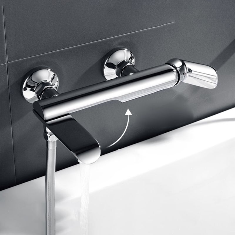 Contemporary Wall Mounted Copper Freestanding Tub Filler Single Handle Faucet Clearhalo 'Bathroom Remodel & Bathroom Fixtures' 'Bathtub Faucets' 'bathtub_faucets' 'Home Improvement' 'home_improvement' 'home_improvement_bathtub_faucets' 1200x1200_07519132-e9ca-4ee0-9fc2-9da983429ac0