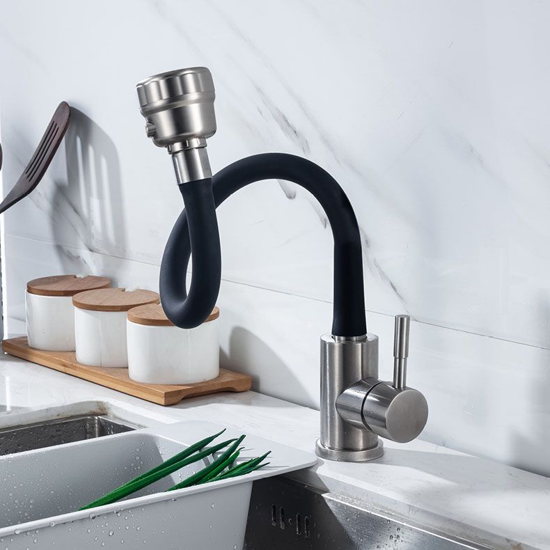 Contemporary Pull down Kitchen Faucet Single Handle 304 Stainless Steel Water Filler Clearhalo 'Home Improvement' 'home_improvement' 'home_improvement_kitchen_faucets' 'Kitchen Faucets' 'Kitchen Remodel & Kitchen Fixtures' 'Kitchen Sinks & Faucet Components' 'kitchen_faucets' 1200x1200_075b20fe-2d51-4e89-9734-f28f2ba50f92