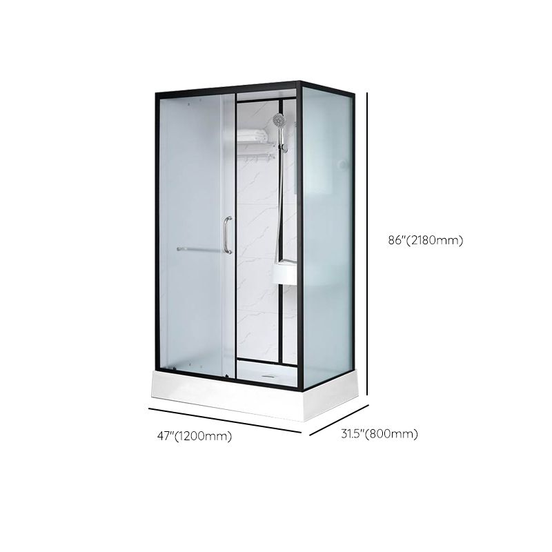 Single Sliding Rectangle Shower Kit White Frosted Shower Stall with Shower Tray Clearhalo 'Bathroom Remodel & Bathroom Fixtures' 'Home Improvement' 'home_improvement' 'home_improvement_shower_stalls_enclosures' 'Shower Stalls & Enclosures' 'shower_stalls_enclosures' 'Showers & Bathtubs' 1200x1200_0761b97e-132a-498a-8078-97664d6c5e0b