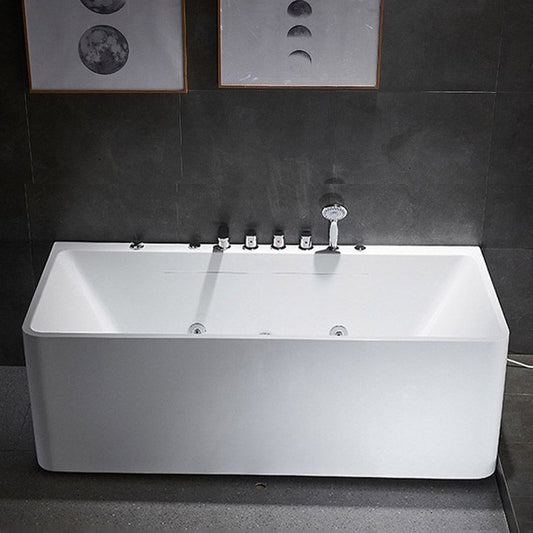 Modern Acrylic Rectangular Bath Tub White Whirlpool Freestanding Bathtub Clearhalo 'Bathroom Remodel & Bathroom Fixtures' 'Bathtubs' 'Home Improvement' 'home_improvement' 'home_improvement_bathtubs' 'Showers & Bathtubs' 1200x1200_076acea3-e28a-4801-93e1-90de000558cb