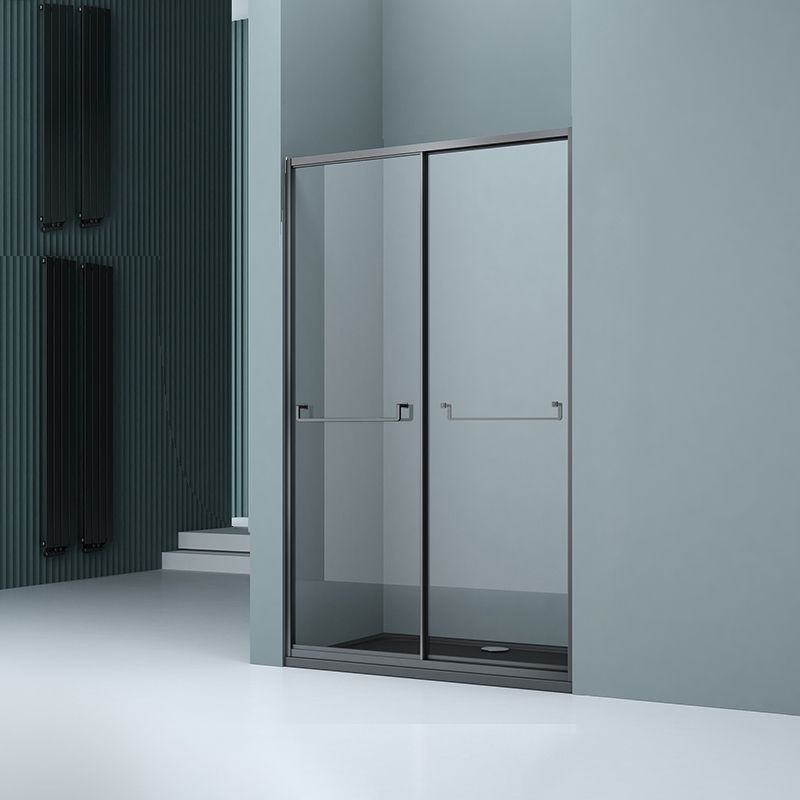 Full Frame Double Sliding Shower Door Tempered Glass Shower Door Clearhalo 'Bathroom Remodel & Bathroom Fixtures' 'Home Improvement' 'home_improvement' 'home_improvement_shower_tub_doors' 'Shower and Tub Doors' 'shower_tub_doors' 'Showers & Bathtubs' 1200x1200_076d0215-5e1a-46f1-889e-dd036776d7c1