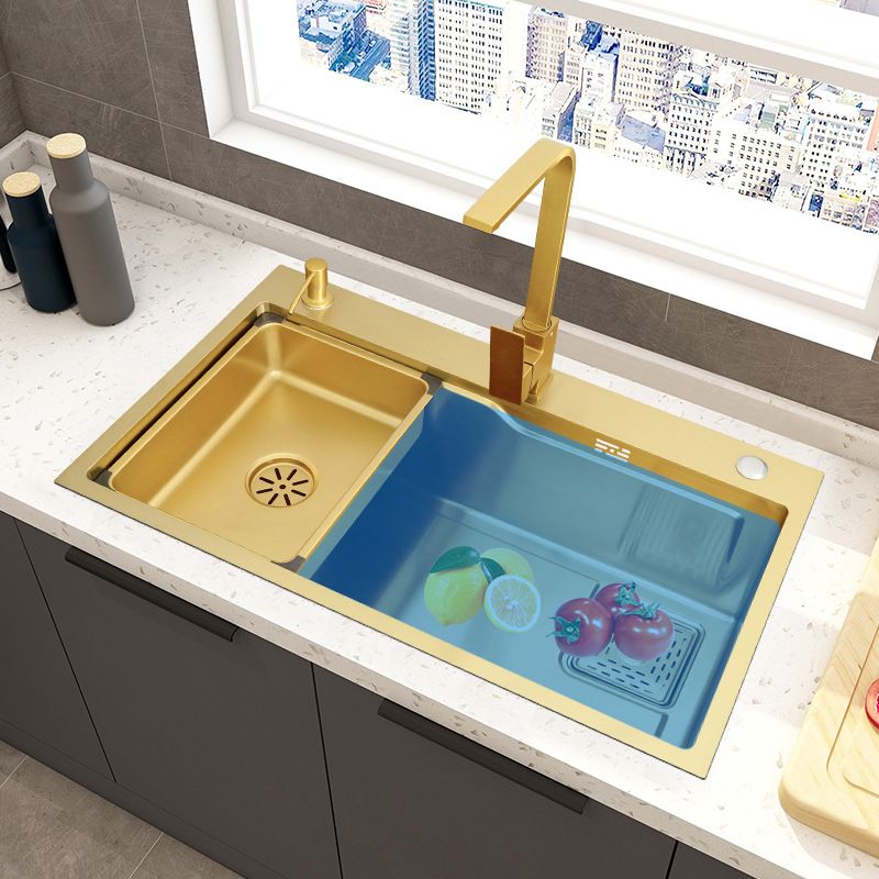 Glam Stainless Kitchen Sink Golden with Faucet Cutting-Board Drain Assembly Sink Clearhalo 'Home Improvement' 'home_improvement' 'home_improvement_kitchen_sinks' 'Kitchen Remodel & Kitchen Fixtures' 'Kitchen Sinks & Faucet Components' 'Kitchen Sinks' 'kitchen_sinks' 1200x1200_07786832-9dbe-4ab6-8767-300bc6f74536