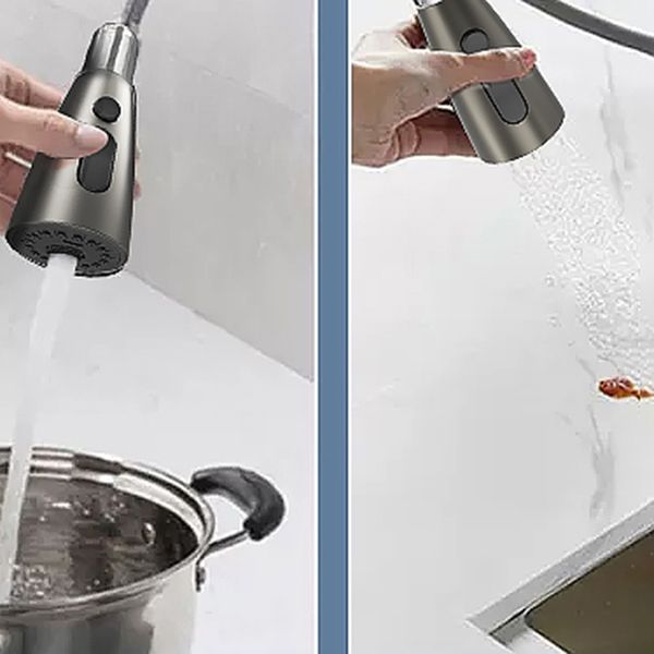 Contemporary Single Handle Kitchen Faucet Pull Out 1 Hold Bar Faucet with No Sensor Clearhalo 'Home Improvement' 'home_improvement' 'home_improvement_kitchen_faucets' 'Kitchen Faucets' 'Kitchen Remodel & Kitchen Fixtures' 'Kitchen Sinks & Faucet Components' 'kitchen_faucets' 1200x1200_077dbbca-33be-42cf-993d-16d019eb605c