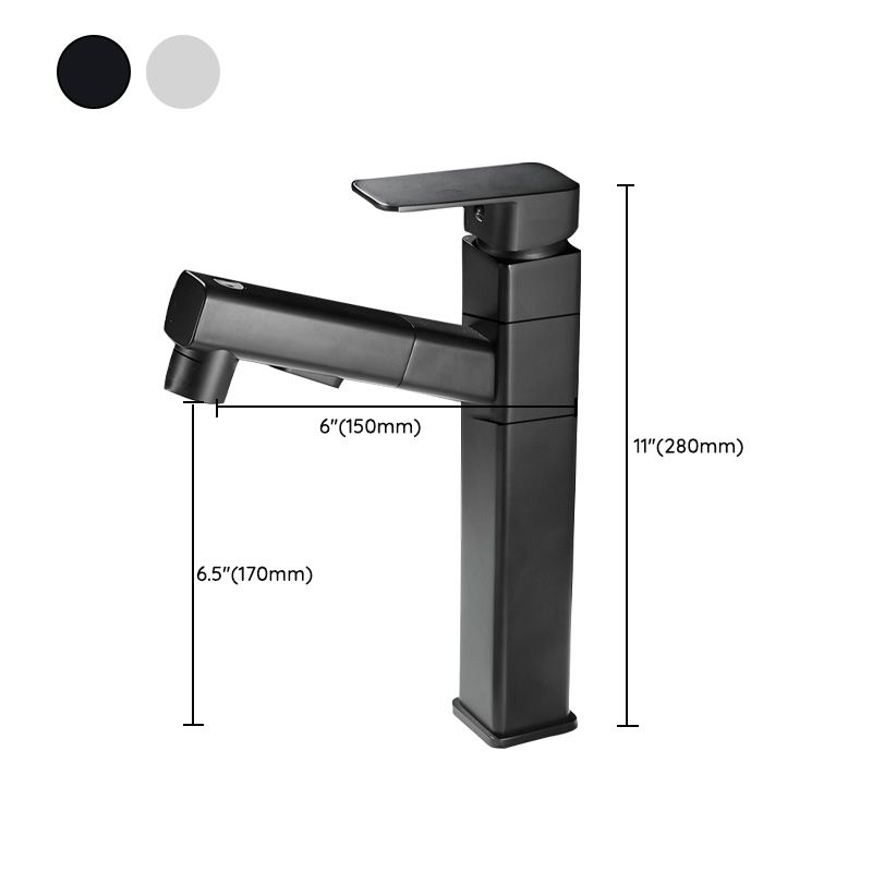 Bathroom Faucet Pull-out Lever Handle Single Hole Washroom Faucet Clearhalo 'Bathroom Remodel & Bathroom Fixtures' 'Bathroom Sink Faucets' 'Bathroom Sinks & Faucet Components' 'bathroom_sink_faucets' 'Home Improvement' 'home_improvement' 'home_improvement_bathroom_sink_faucets' 1200x1200_0797db45-1890-4875-b538-af6ee96a0533