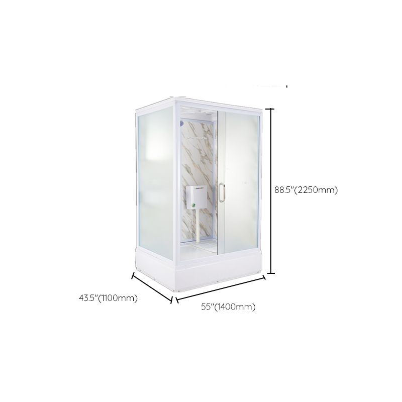 Tempered Glass Single Sliding Shower Enclosure White One Piece Frame Shower Enclosure Clearhalo 'Bathroom Remodel & Bathroom Fixtures' 'Home Improvement' 'home_improvement' 'home_improvement_shower_stalls_enclosures' 'Shower Stalls & Enclosures' 'shower_stalls_enclosures' 'Showers & Bathtubs' 1200x1200_079b9bfb-1b13-4553-9dea-39727e94f5cb
