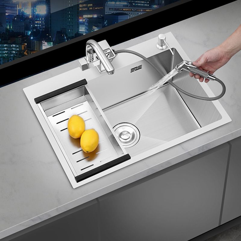 Modern Style Kitchen Sink Soundproof Kitchen Sink with Basket Strainer Clearhalo 'Home Improvement' 'home_improvement' 'home_improvement_kitchen_sinks' 'Kitchen Remodel & Kitchen Fixtures' 'Kitchen Sinks & Faucet Components' 'Kitchen Sinks' 'kitchen_sinks' 1200x1200_07b3df3b-fe42-4707-be3f-c84e24923377