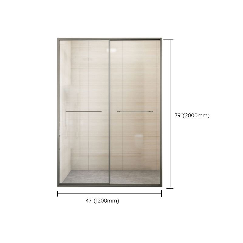 Matte Gray Bypass Shower Door Full Frame Tempered Glass Shower Door Clearhalo 'Bathroom Remodel & Bathroom Fixtures' 'Home Improvement' 'home_improvement' 'home_improvement_shower_tub_doors' 'Shower and Tub Doors' 'shower_tub_doors' 'Showers & Bathtubs' 1200x1200_07c28af4-3298-4030-bf40-d7e83dc4a6e5