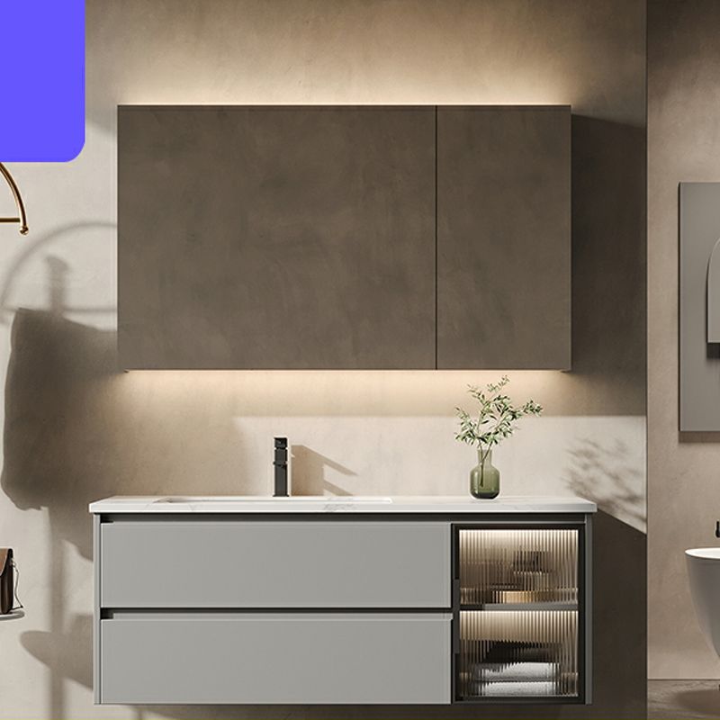 Grey Modern Wood Wall Mount Single-Sink Bathroom Vanity Set Faucet Included Clearhalo 'Bathroom Remodel & Bathroom Fixtures' 'Bathroom Vanities' 'bathroom_vanities' 'Home Improvement' 'home_improvement' 'home_improvement_bathroom_vanities' 1200x1200_07c865b6-6e82-428a-95e6-b7ede09902d0