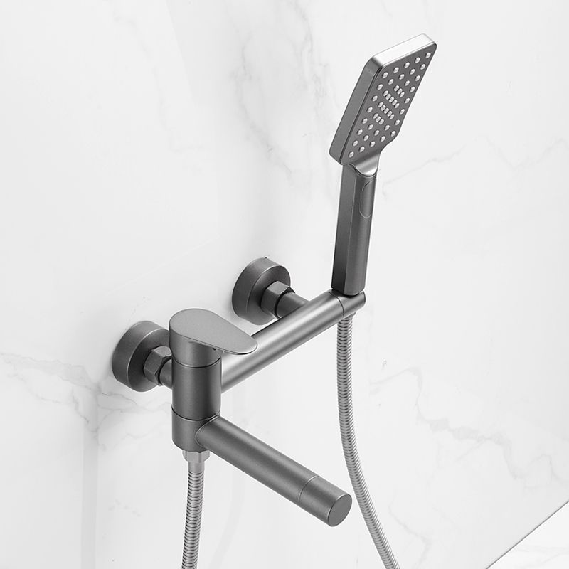 Contemporary Wall Mounted Tub Filler Single Handle Metal Faucet Clearhalo 'Bathroom Remodel & Bathroom Fixtures' 'Bathtub Faucets' 'bathtub_faucets' 'Home Improvement' 'home_improvement' 'home_improvement_bathtub_faucets' 1200x1200_07f9b133-37c7-427c-a0cc-d5ca7f9b6d2a